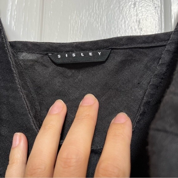 Sisley  Embroidered Midi Linen Dress in Brown 2  NWOT - Picture 5 of 15